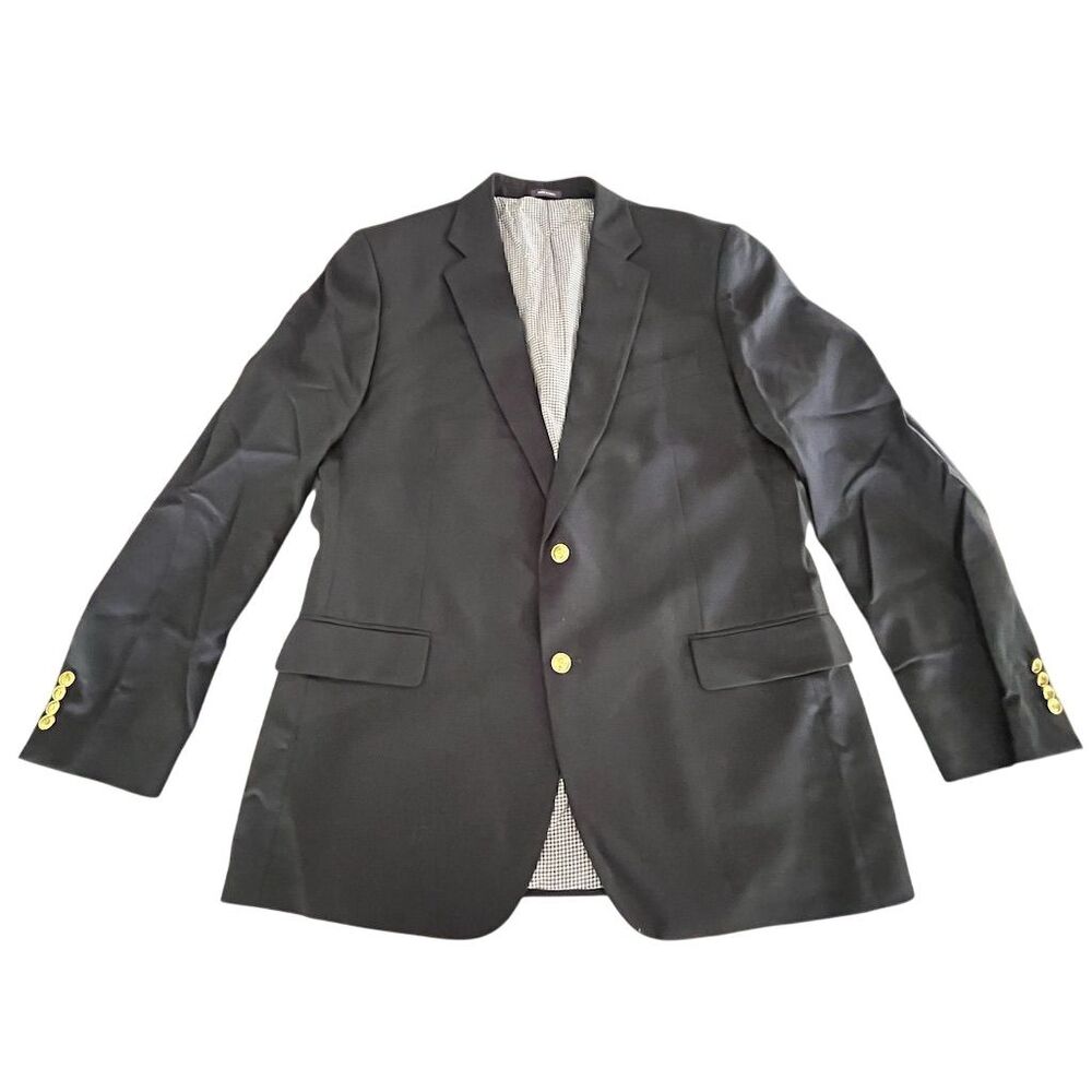Stafford Men's Classic Fit Black Blazer Gold‎ Buttons Size 46